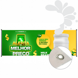 Faixa Lona 440g  4x0 Brilho Madeira e Ilhós nas 4 pontas 
