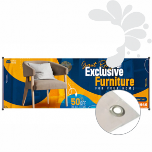 Faixa Lona 440g  4x0 Fosco Madeira e Ilhós nas 4 pontas 